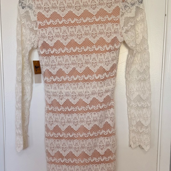 NWT Nightcap White and Nude Lace Long Sleeve Dress Size 2 - Picture 6 of 16